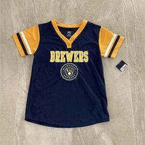 MLB Brewers Kids Navy and Gold Tee